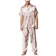 thumbnail image 1 of LSLJS Pyjama de Nuit Décontracté pour Homme à Manches Courtes, Haut et Pantalon, Col Rabattu, Tenue d'Intérieur; Vêtements de Nuit pour Homme, Cadeaux pour Lui, 1 of 3