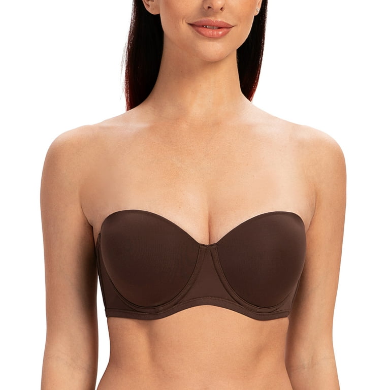 Buy MELENECA Women's Strapless Bra for Large Bust Minimizer Unlined Bandeau  with Underwire, Black, 36E at