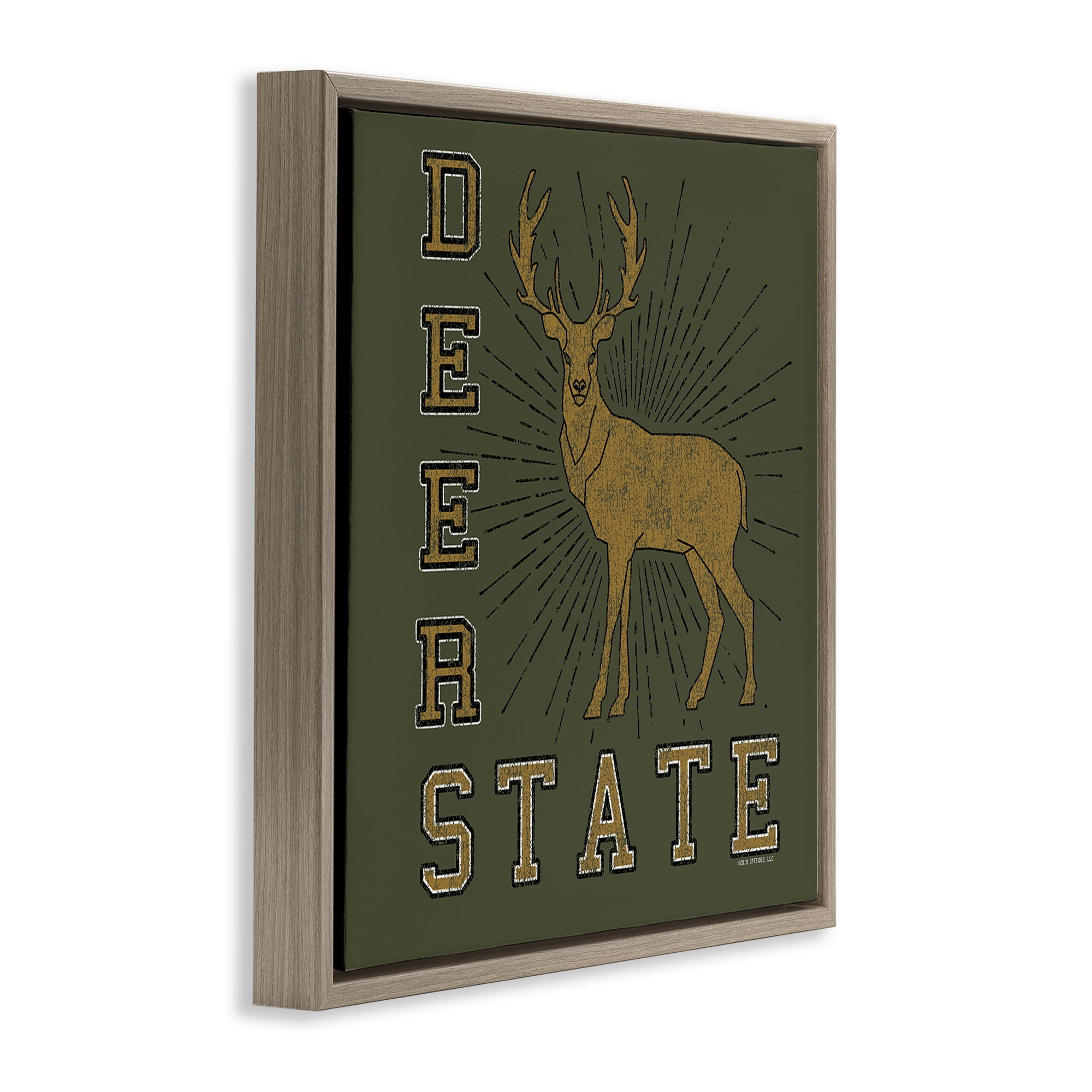 Stupell Industries Vintage Deer State Novelty & Humor Painting Brown Floater Framed Canvas Art Print Wall Art, 25 x 25
