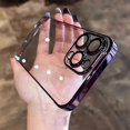 thumbnail image 2 of Fundas transparentes chapadas de lujo para iPhone 15, 14, 13, 12, 11 Pro Max, 15 Plus, funda a prueba de golpes, cubierta suave, accesorios para teléfono, 2 of 5