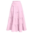 thumbnail image 5 of Gytharion Kids Flowy Skirts for Girls 4-15 Years, Summer Solid A-Line Ruffle Swing Tiered Pleated Long Skirt Teen Girls Cute Bow-Knot Elastic High Waist Boho Maxi Skirts, 5 of 8