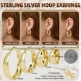 thumbnail image 5 of YOUNGYUE 14K Gold Plated Hoop Earrings for Women, Big Chunky Gold Hoops, Hypoallergenic 925 Sterling Silver Post, 25mm, 5 of 6