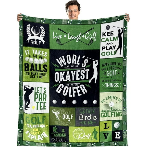 Golf Gifts for Men Unique Golf Blanket, Warm Cozy Flannel Golf Throw Blankets, Funny Golf Lover Birthday Gift Blanket 50x60 Inch
