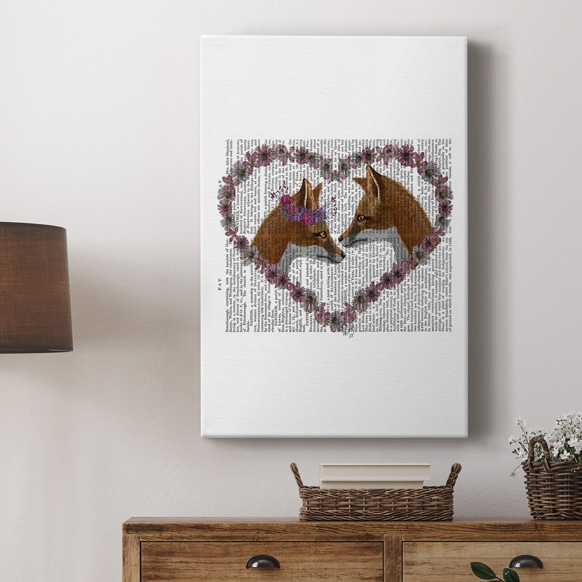Foxes in Flowers Premium Gallery Wrapped Canvas - Ready to Hang