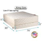 Dream Sleep Grandeur Deluxe King Size Mattress and Low 5" Height Box Spring Set - Fully Assembled, Good for your back, Luxury Height, Longlasting and 2-Sided
