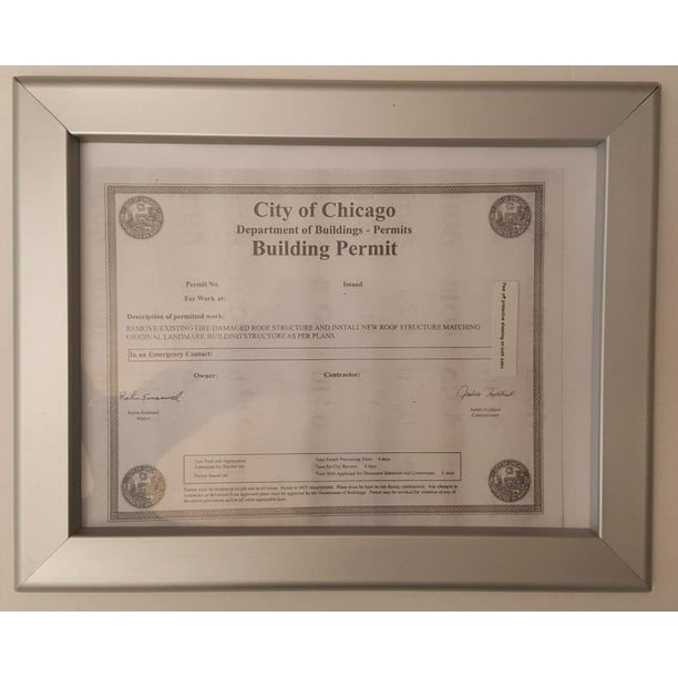 CITY OF CHICAGO BUILDING PERMIT FRAME 8.5 x 11 ( Heavy Duty) Walmart