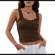 thumbnail image 2 of Camisola de Tirantes para Mujer, , Ajustada, de Punto Acanalado, con Encaje, para Verano, con Cuello Cuadrado y Sin Mangas. Café L, 2 of 10