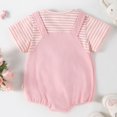 thumbnail image 5 of Girls' Romper Set With Fake Two Piece Design, Short Sleeve Bodysuit, Easter Bunny Egg Print Light Pink, 5 of 7