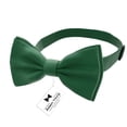 thumbnail image 2 of Men's Green Bow Tie with Handkerchief Set Pre-Tied Style Formal Satin Classic Bowtie for Tuxedo Faux Silk, by Adam Young (Large, Juniper), 2 of 5