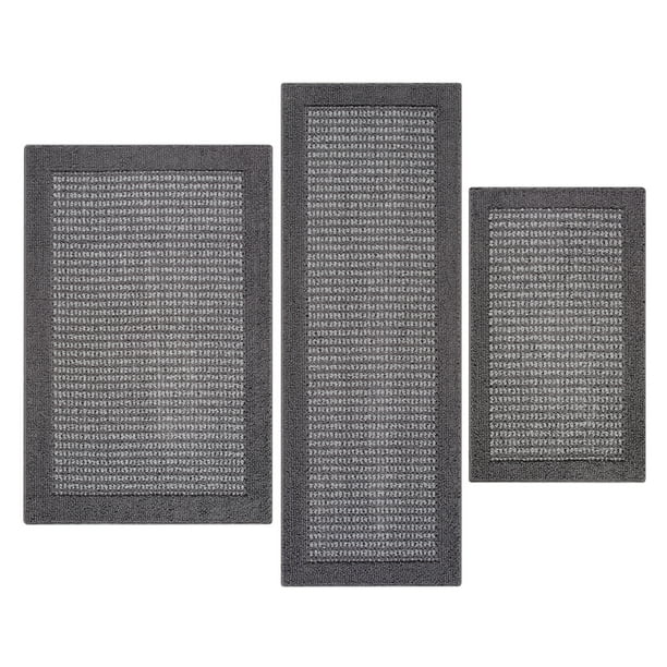 Mainstays Machine Washable Faux Sisal Accent Rug Set, Gray, 3Piece