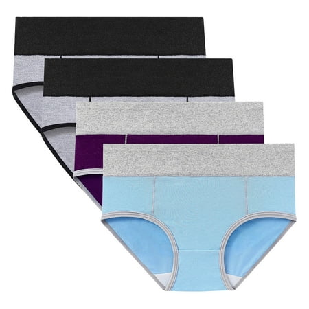 ATOYSOY Women s Shapewear Control Briefs for Ladies Plus Size Hip Lifting Cotton Panties  4 Pack Multipack Clearance Solid Panty Classic Briefs Girls Comfy Underpants Stretchy Purple XXXXL