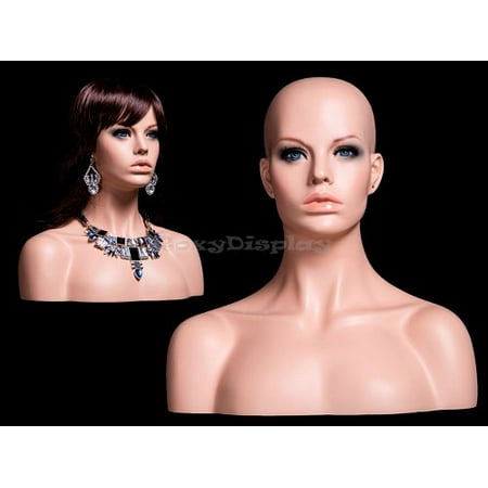 Shoulder Manikin - Female mannequin head Young Woman to shoulder portrait style #MZ-H1