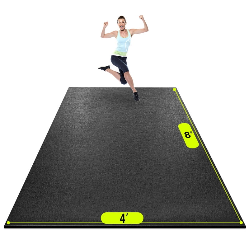 BesWin Large Exercise Mat, 8' x 4'(8mm) Extra Durable Workout Mats for Home Gym Flooring, High-Density Gym Mats Cardio Mat for Jump Rope, MMA, Stretch, HIIT, Shoe-Friendly