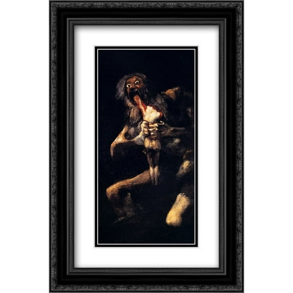 Francisco Goya 2x Matted 16x24 Black Ornate Framed Art Print 'Saturn Devouring His Sons'