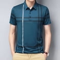 thumbnail image 4 of Men's High Quality Summer Plaid Traceless Short Sleeve Polo Shirt Classic Business Casual Breathable Men's Striped Lapel T-Shirt, 4 of 6