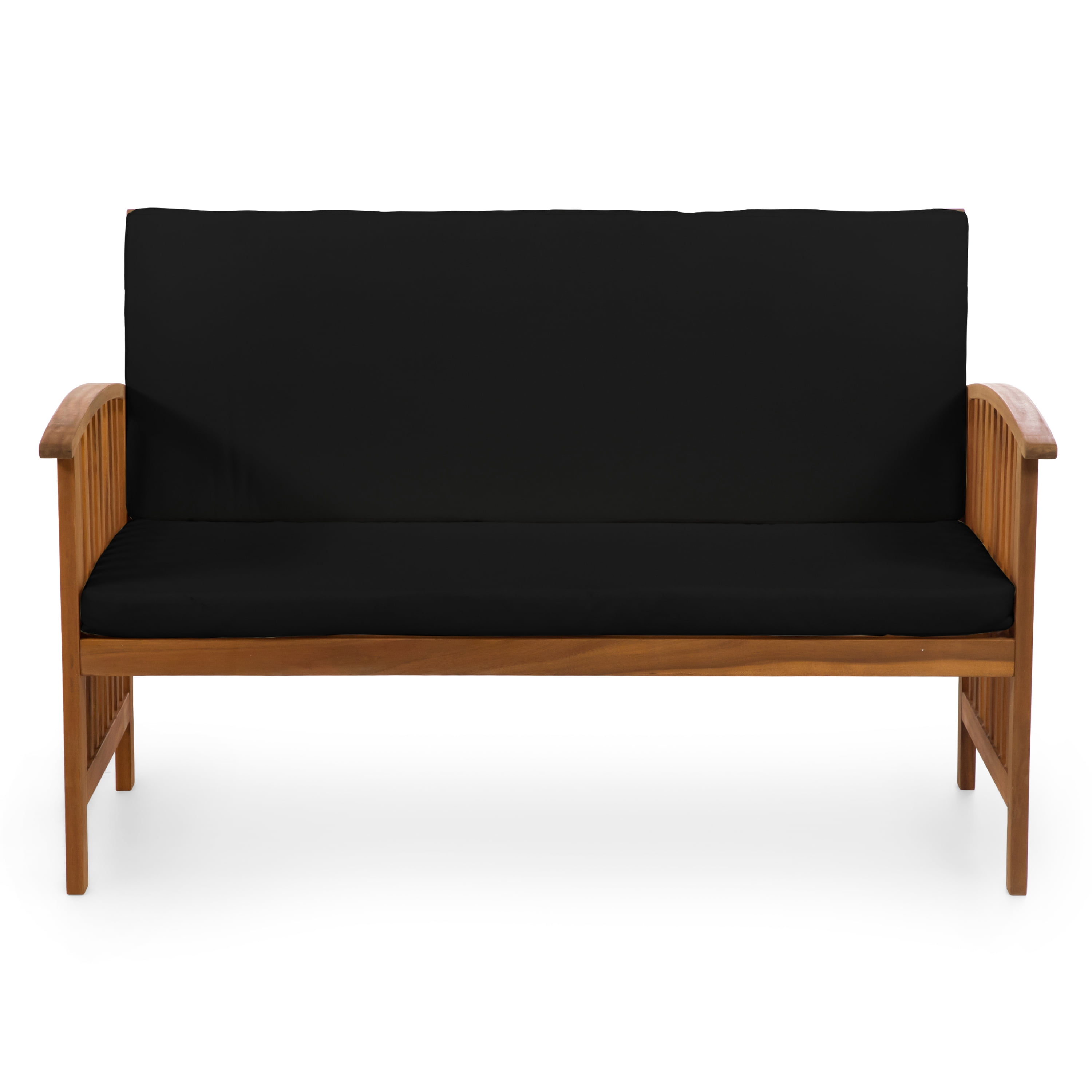 Furniture of America Mill Wood 4-Piece Patio Set with Cushions, Black and Natural