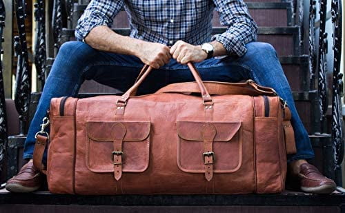 New Mens Leather Gym Duffel Shoulder Bag Travel Overnight Luggage Large Handbag 