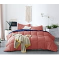 thumbnail image 1 of Fall Bedding Reversible Soft Comforter Set Coral-Navy, 1 of 2