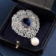 thumbnail image 5 of Elegant Brooches and Pins for Women, Blue Austrian Crystal and Pearl Lapel Pins, Fashion Jewelry for Sweater and Shawl Clips, 5 of 5