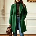 thumbnail image 2 of OIOLOYJM Winter Coats for Women Casual Double Breasted Long Jacket Formal Warm Comfortable Office Wool Work Overcoat Green M, 2 of 5