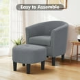 thumbnail image 6 of Aukfa Barrel Accent Chair with Ottoman & Arms, Modern Upholstered Chair for Bedroom/ Living Room, Gray, 6 of 8