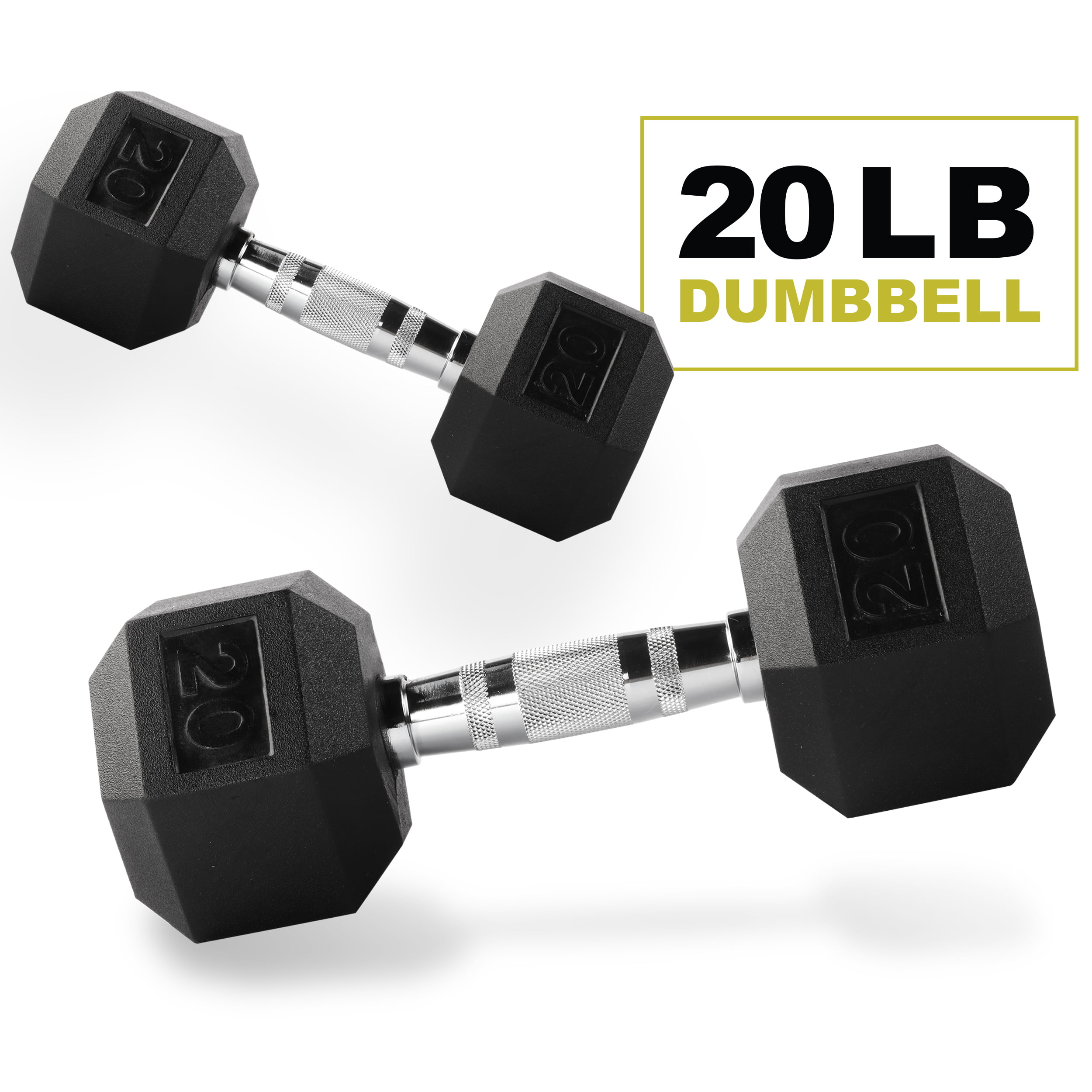 5 lb to 50 Pound Pair of Rubber Coated Hex Dumbbell Hand Weight Set 