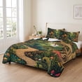thumbnail image 2 of Twin Quilt Set 68''x86'', Forest Lightweight Summer Bedspread Coverlet Set with 2 Pillow Shams, Vintage Cottage Mushroom Tree Floral Green Breathable All Season Quilt Bedding for Dorm/Bedroom, 2 of 9