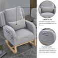 thumbnail image 3 of Rocking Chair for Nursery, Midcentury Modern Accent Rocker Armchair with Side Pocket, Upholstered High Back Wooden Rocking Chair for Living Room Baby Room Bedroom (Grey Teddy), 3 of 9