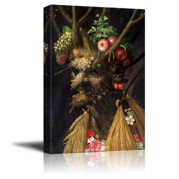 Four Seasons in One Head by Giuseppe Arcimboldo - Canvas Wall Art Famous Fine Art Reproduction -32" x 48"