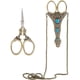thumbnail image 1 of Tijeras europeas de 4 pulgadas, 1 pieza, tijeras de costura pequeñas, cadenas, estilo bordado turquesa, acero inoxidable, hojas para collares., 1 of 5