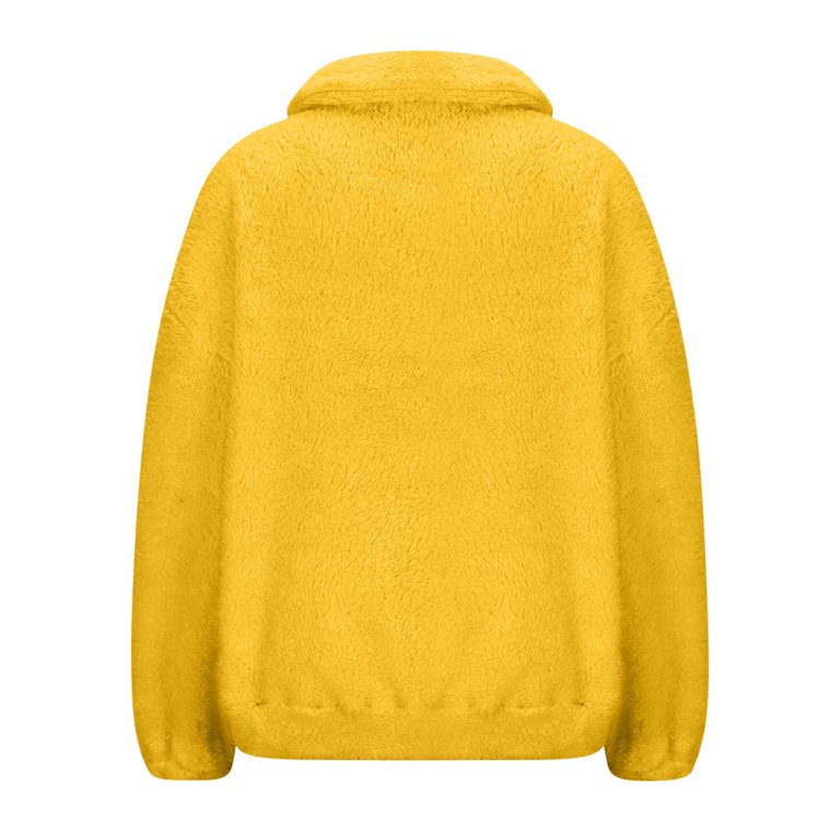 Oelaio Women's Sherpa Lined Fleece Sweatshirt - Casual Warm Fuzzy Plush Pullover For Fall And Winter (Yellow)