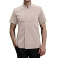 thumbnail image 2 of Chefs Coat Unisex Chef Jacket Button Down Solid Men's Chef Coat Restaurant Kitchen Chef Uniform,Z02-Beige,M, 2 of 4