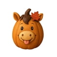 thumbnail image 3 of Farm Animal Pumpkin Figurines - Fall Thanksgiving & Halloween Decorations - 5in Funny Farm Horse Animals Statue, Farmhouse Pumpkin Figurines for Autumn Table Decor, 3 of 3