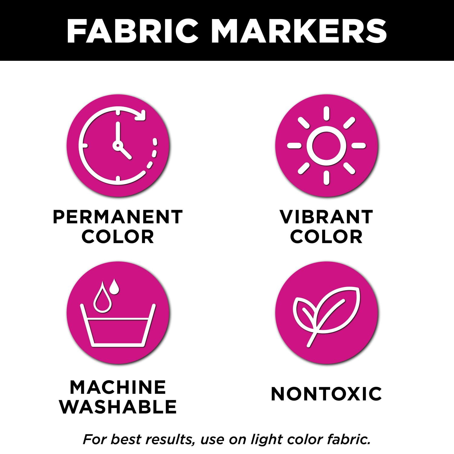 Tulip Permanent Fabric Markers Rainbow 12-Pack - Fine Tip, Minimal Bleed & Fast Drying - Quality for T-shirts, Clothes, Shoes, Bags & Other Fabric Materials