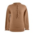 thumbnail image 4 of Vedolay Pullover Sweaters for Women Women Knitted Sweater Crew Neck Solid Basic Long Sleeve Loose Fit Pullover Top,Khaki S, 4 of 5