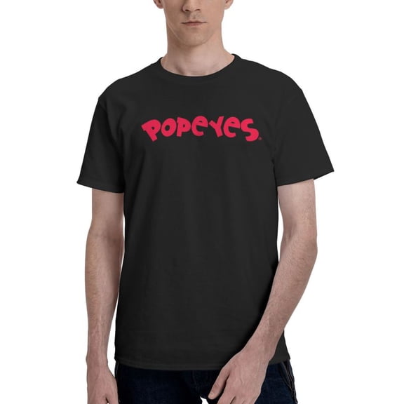 Popeyes Logo Men'S Basic Short Sleeve T-Shirt Fashionable Black Small
