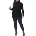 thumbnail image 2 of Agnes Orinda Women's Plus Size Turtleneck Sweater Slim Fit Long Sleeve Loose Knit Comfy Fall Winter Sweater 1X Black, 2 of 6