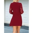 thumbnail image 6 of Fall Dresses for Women Lace Long Sleeve Elegant Slim Formal Party Dress Wine Red M, 6 of 8