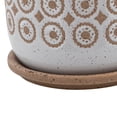 thumbnail image 4 of Ceramic Planter with Floral Motif Pattern and Saucer, Beige and White- Saltoro Sherpi, 4 of 5