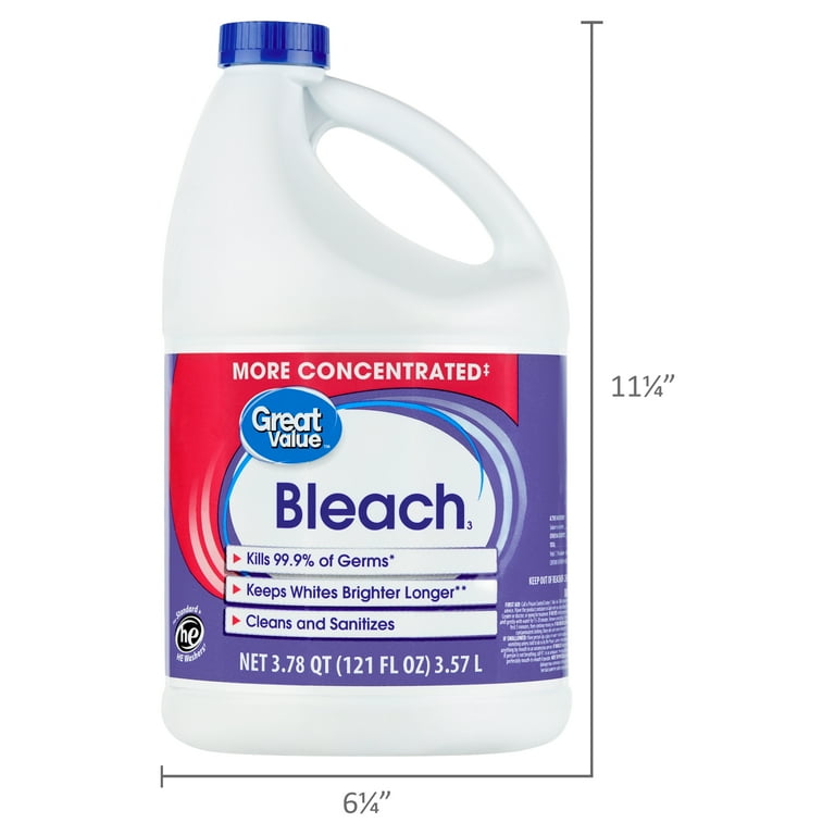 Great Value Bleach, 121 fl oz, disinfects and sanitizes household