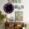 thumbnail image 4 of Neon Clock Wall Decor Pink Blue Light 10-Inch Silent Wooden Wall Clock, Battery Operated (AA Batteries Not Included), Artistic Home Decor, 4 of 7