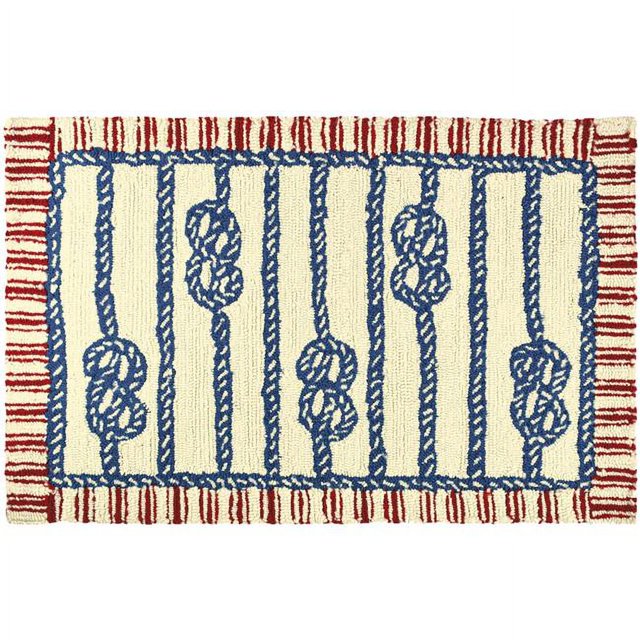 Homefires PPS-SCH001B 34 x 22 x 0.5 in. Hand Hooked Sailors Knot Indoor & Outdoor Area Rug, Multi Color