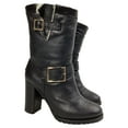 thumbnail image 1 of Pre-Owned Jimmy Choo Dart Shear-Lined Biker Boots in Black Leather, 1 of 2