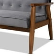 thumbnail image 6 of Bowery Hill Mid-Century Grey Velvet Upholstered Walnut Wood 3-seater Sofa, 6 of 9