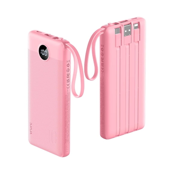 Cargador portátil Power Bank VRURC de 10000 mAh con cables integrados