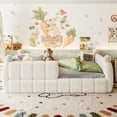 thumbnail image 2 of Bellemave Toddler Floor Bed with Teddy Fleece, Low-to-Ground Kids Bed Frame with Full Padded Guard Rails, Montessori Floor Beds, Standard Crib Size for Boys & Girls, White, 2 of 12