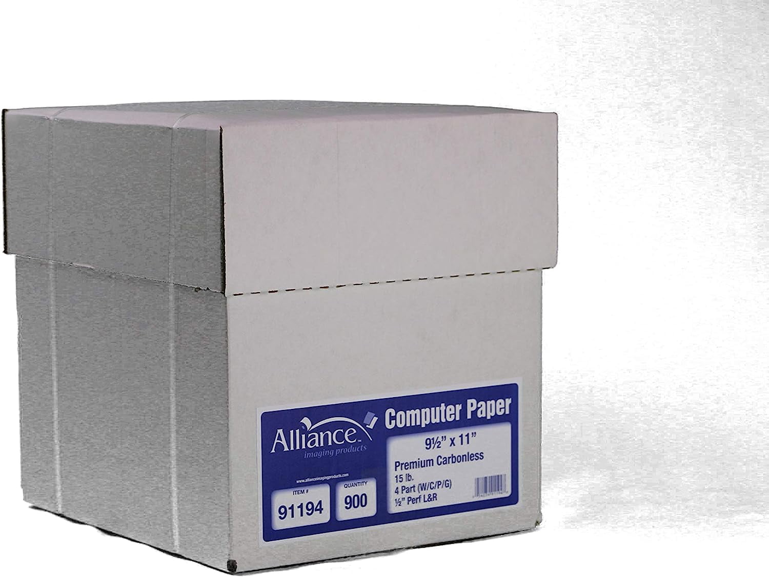 Alliance Premium Carbonless Computer Paper, 9-1/2x11" Blank L&R Perf., 4 Pt White/Canary/Pink/Goldenrod, 15lb, 900/Ctn