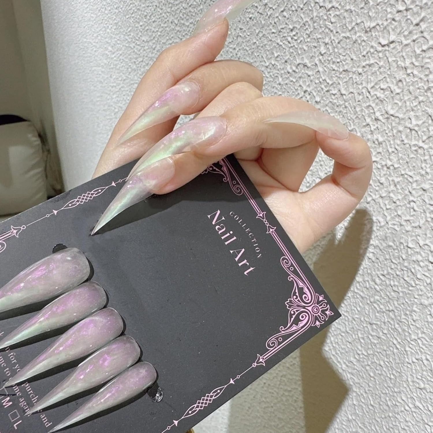 Cat Claw Press on Nails Long Stiletto Purple Aurora Colors Cute Animals Style Reusable Thick Acrylic Press on Nails Cat Dragon Eagle Claw False Nail with Y2K Style Design Glossy Glue on Nail