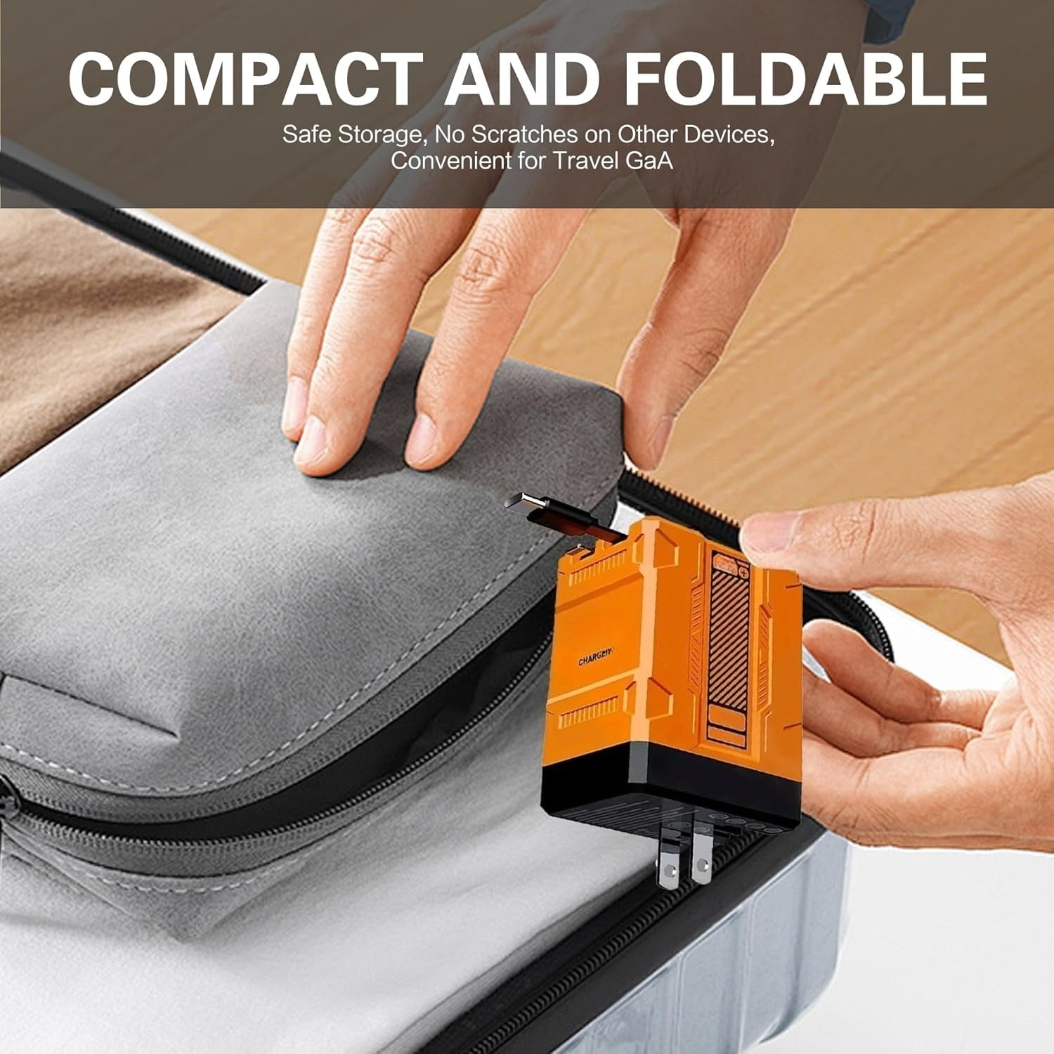 Retractable Charger with Cables,22.5W Dual Built-in Cable Fast Wall Charger, Foldable Plug for iPhone, Android, Tablets - Home, Office & Travel