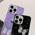 thumbnail image 3 of Compatible with iPhone 14 Pro Max Bling Case 3D Diamond Butterfly Case Luxury Sparkly Glitter Sequins Phone Cover for Women Girly Shiny Aesthetic Soft TPU Protective Shockproof Cover, Purple, 3 of 12